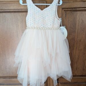 American Princess Cream Dress with Pearl Accents